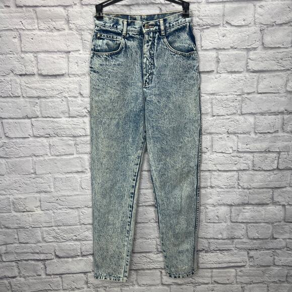 Vintage Gitano Express Acid Wash Jeans Ankle Zip Bows Size 7/8 Juniors Tapered - Picture 2 of 8